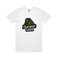 S / White / Large Front Design Clever Girl 🦖 - Men's T Shirt
