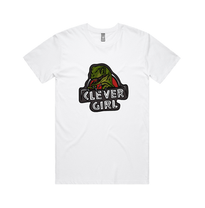 S / White / Large Front Design Clever Girl 🦖 - Men's T Shirt