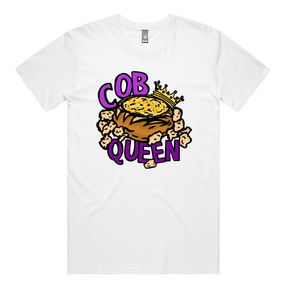 S / White / Large Front Design Cob Queen 👑🍞 – Men's T Shirt
