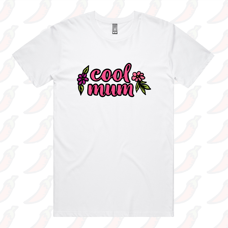 S / White / Large Front Design Cool Mum 🌷– Men's T Shirt