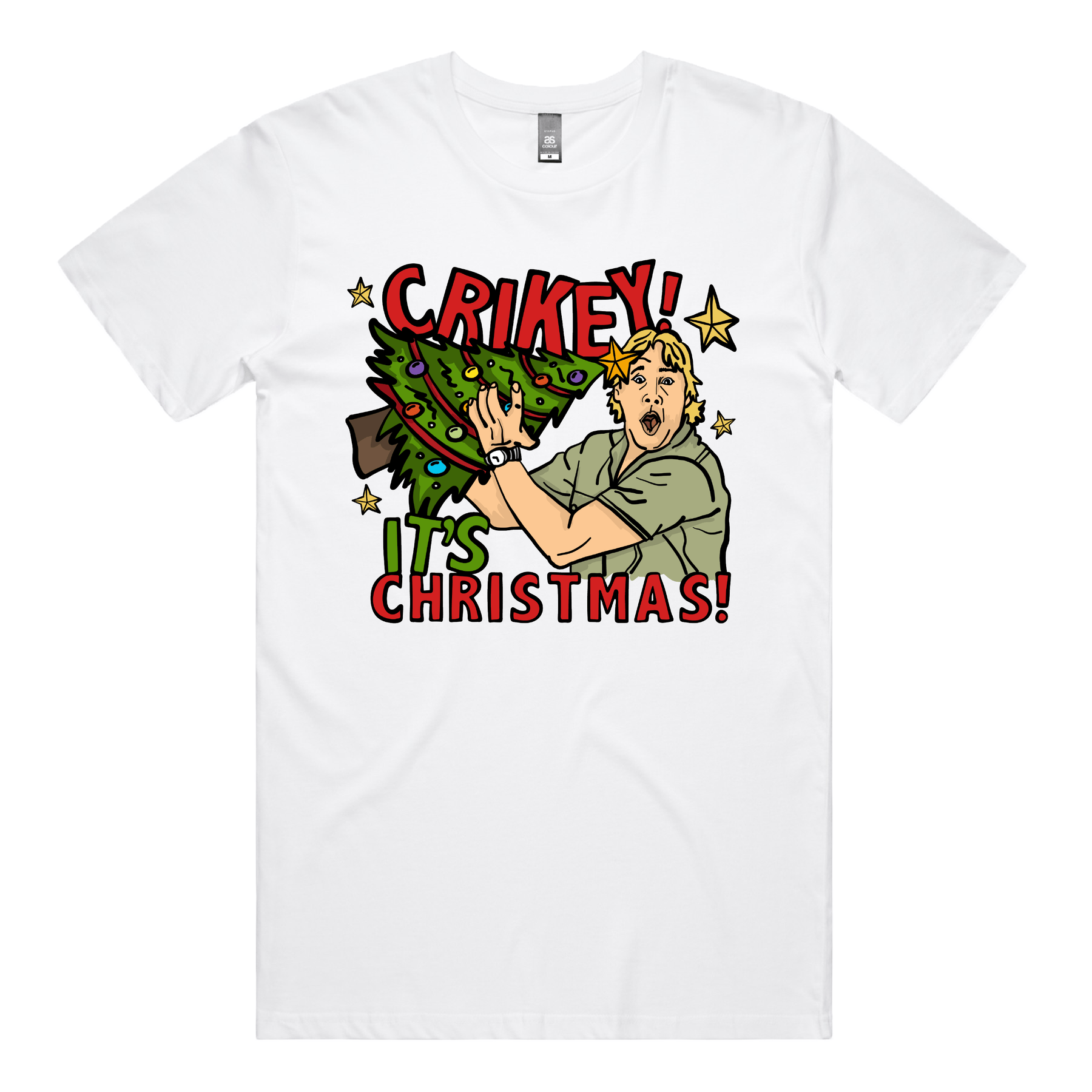 S / White / Large Front Design Crikey It’s Christmas 🐊🎄 - Men's T Shirt