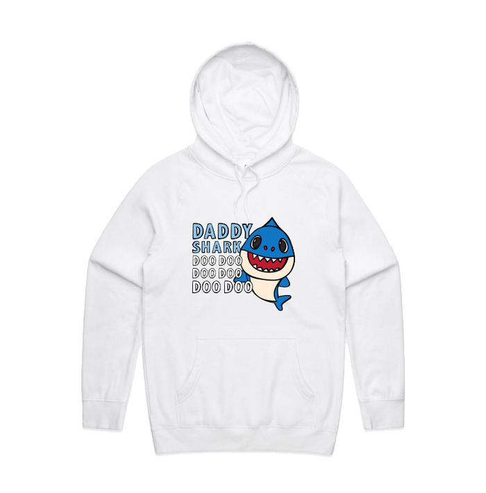 S / White / Large Front Design Daddy Shark 🦈 - Unisex Hoodie