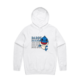 S / White / Large Front Design Daddy Shark 🦈 - Unisex Hoodie