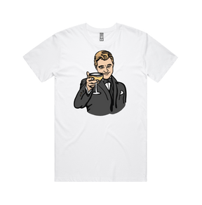 S / White / Large Front Design DiCaprio Gatsby Cheers 🍸 - Men's T Shirt