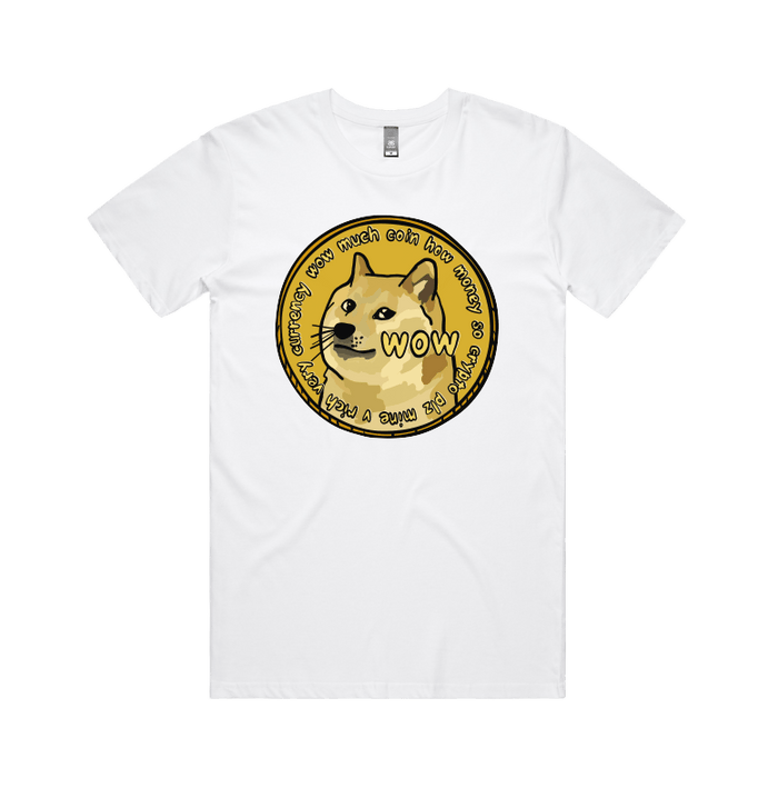 S / White / Large Front Design Dogecoin 🚀 - Men's T Shirt
