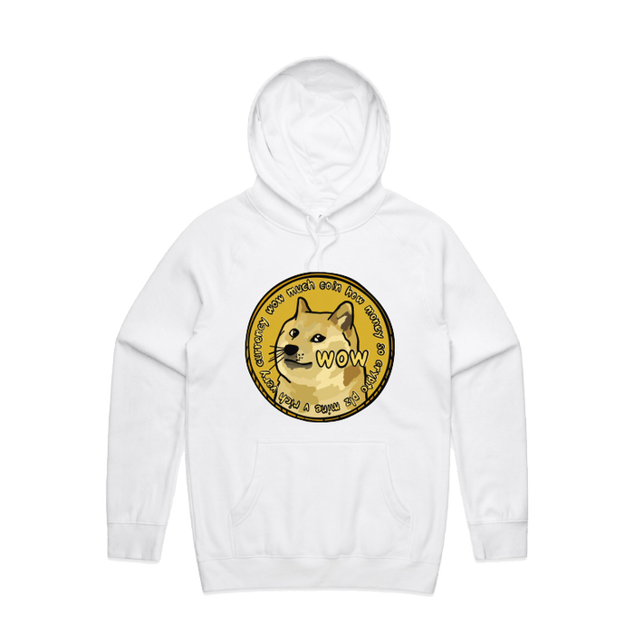 S / White / Large Front Design Dogecoin 🚀 - Unisex Hoodie