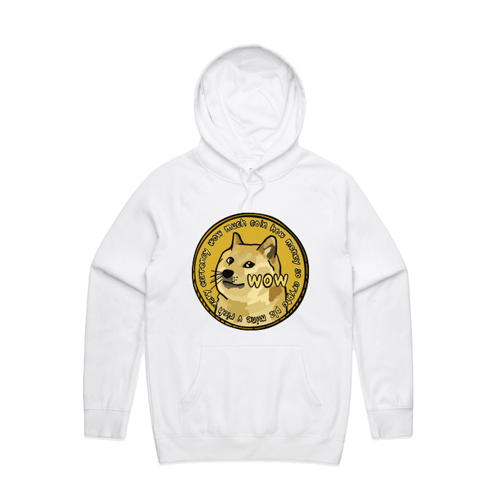 S / White / Large Front Design Dogecoin 🚀 - Unisex Hoodie