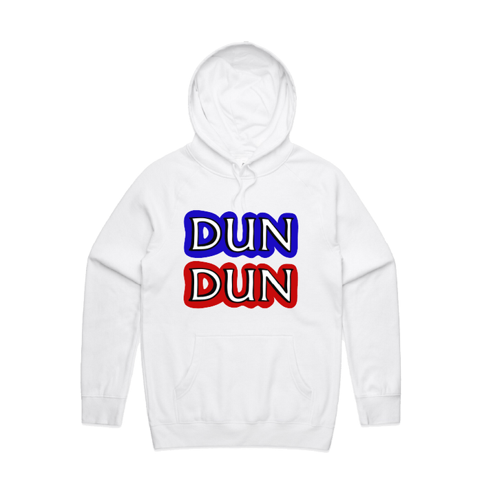 S / White / Large Front Design Dun Dun 🚔 - Unisex Hoodie