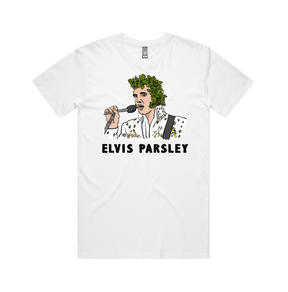 S / White / Large Front Design Elvis Parsley 🌿 - Men's T Shirt