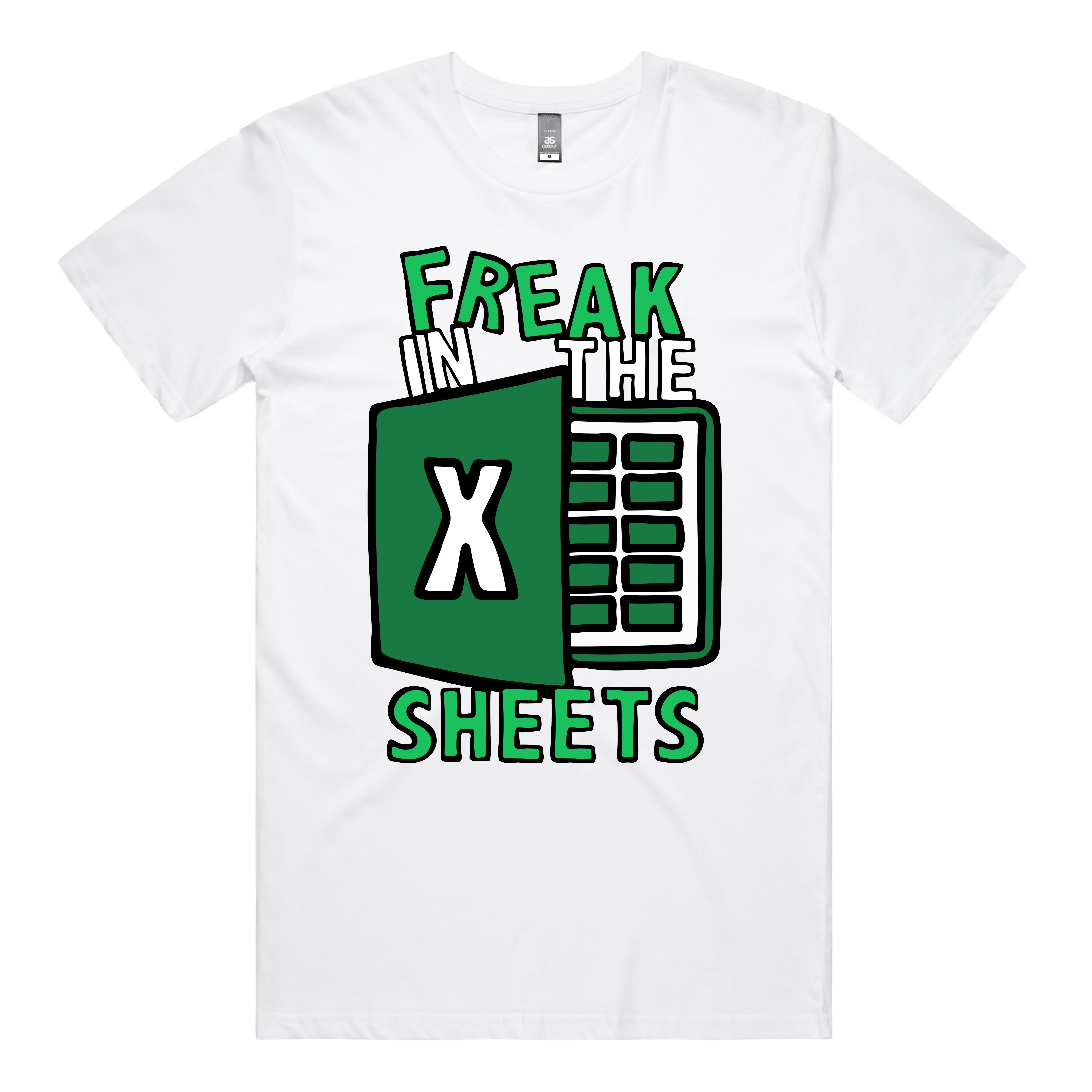 S / White / Large Front Design Freak in the Sheets 📈🛌- Men's T Shirt
