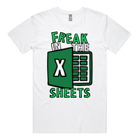 S / White / Large Front Design Freak in the Sheets 📈🛌- Men's T Shirt