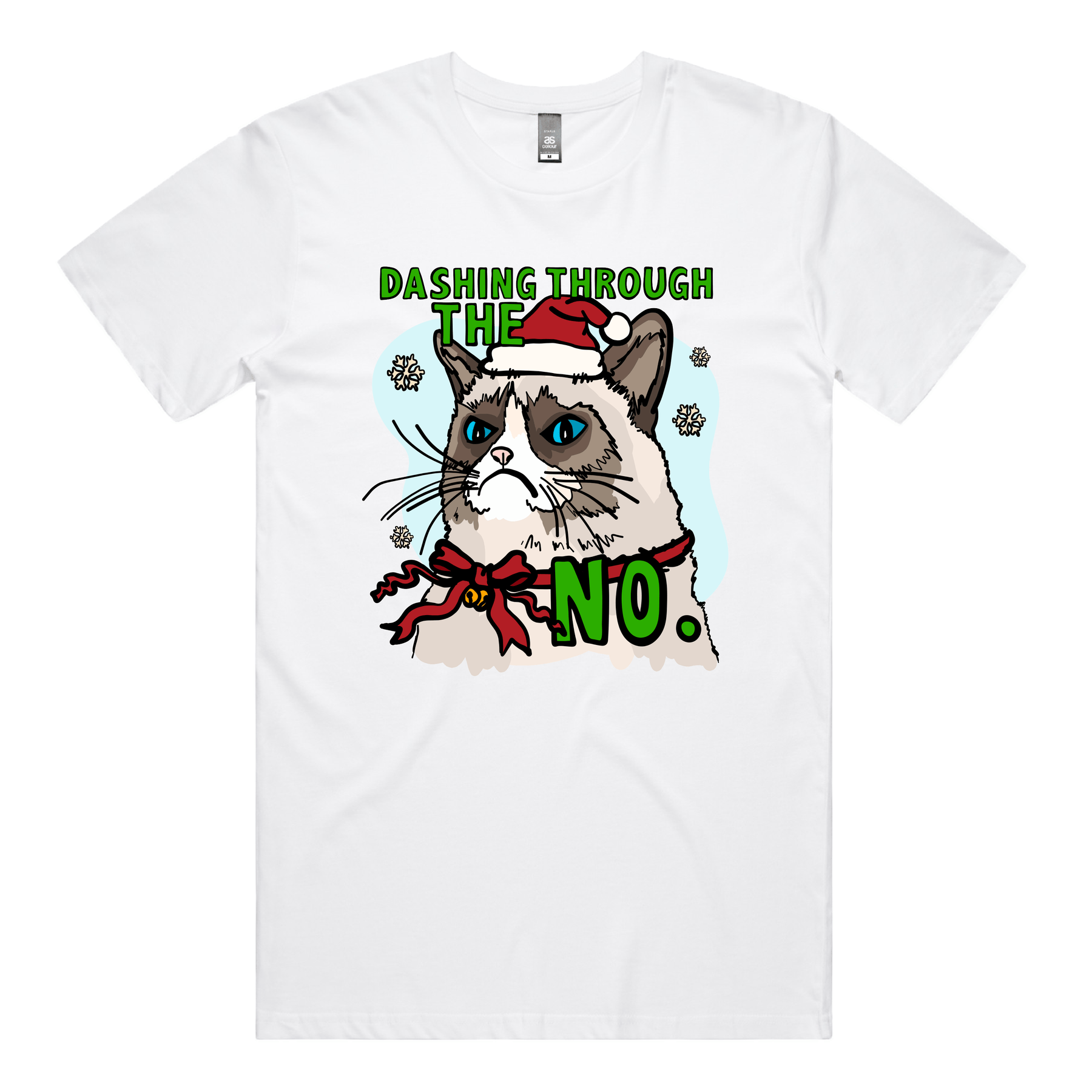 S / White / Large Front Design Grumpy Cat Christmas 😾🎄 - Men's T Shirt