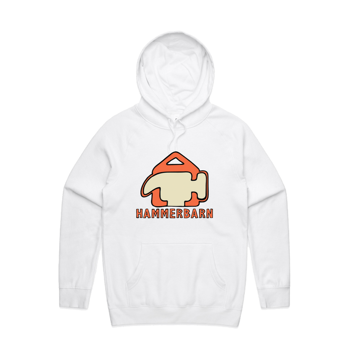 S / White / Large Front Design Hammerbarn 🔨 - Unisex Hoodie
