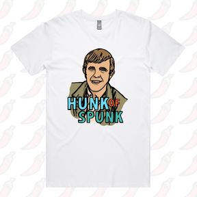 S / White / Large Front Design Hunk Of Spunk 👱- Men's T Shirt