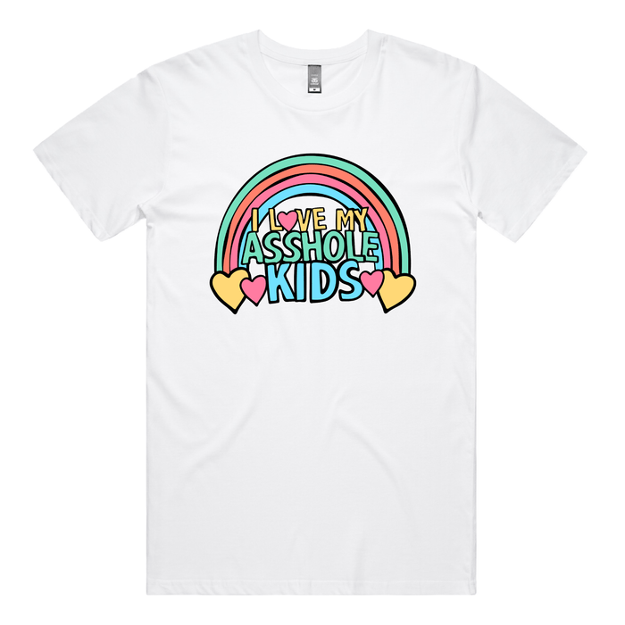 S / White / Large Front Design I Love My A$$hole Kids ❤️💢 - Men's T Shirt