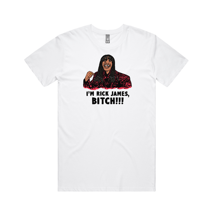 S / White / Large Front Design I'm Rick James ✋🏾 - Men's T Shirt