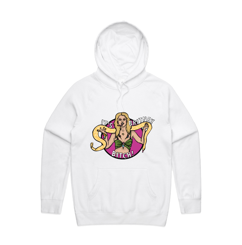 S / White / Large Front Design It's Britney 🐍 - Unisex Hoodie