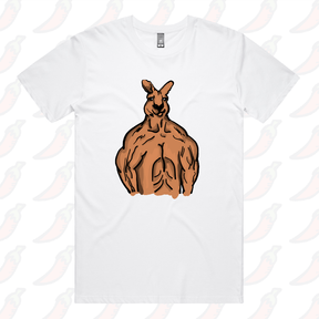 S / White / Large Front Design Jacked Kangaroo 🦘 - Men's T Shirt