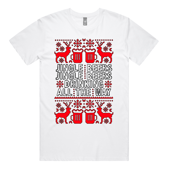 S / White / Large Front Design Jingle Beers 🔔🍻 – Men's T Shirt
