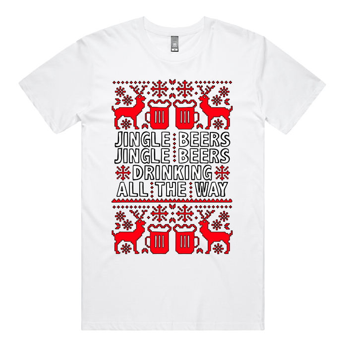 S / White / Large Front Design Jingle Beers 🔔🍻 – Men's T Shirt
