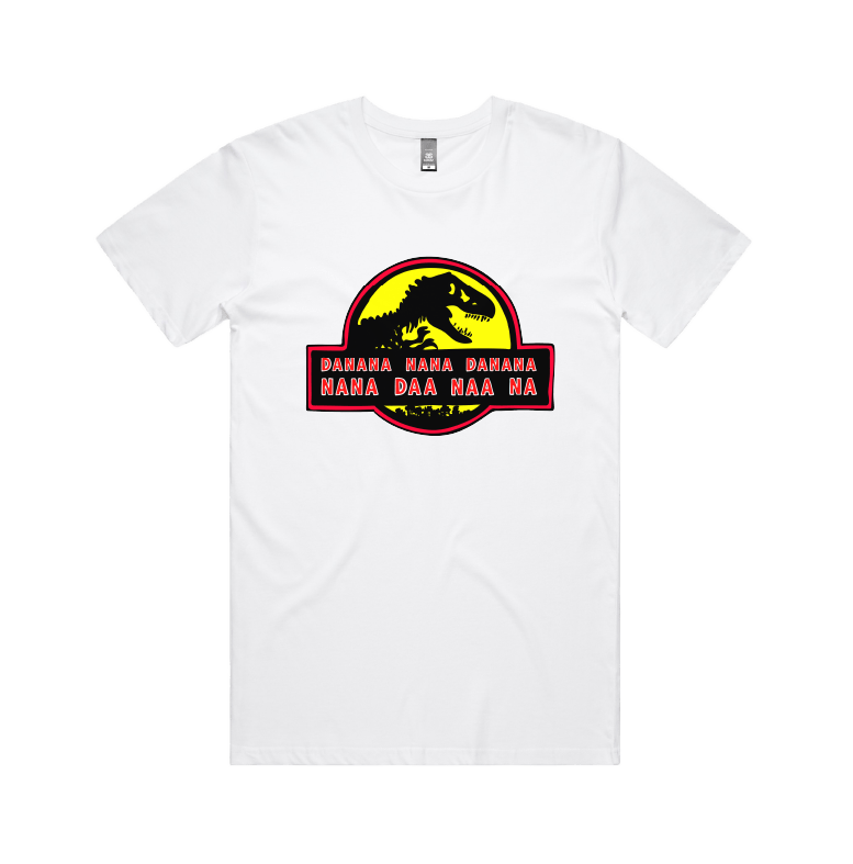 S / White / Large Front Design Jurassic Park Theme 🦕 - Men's T Shirt