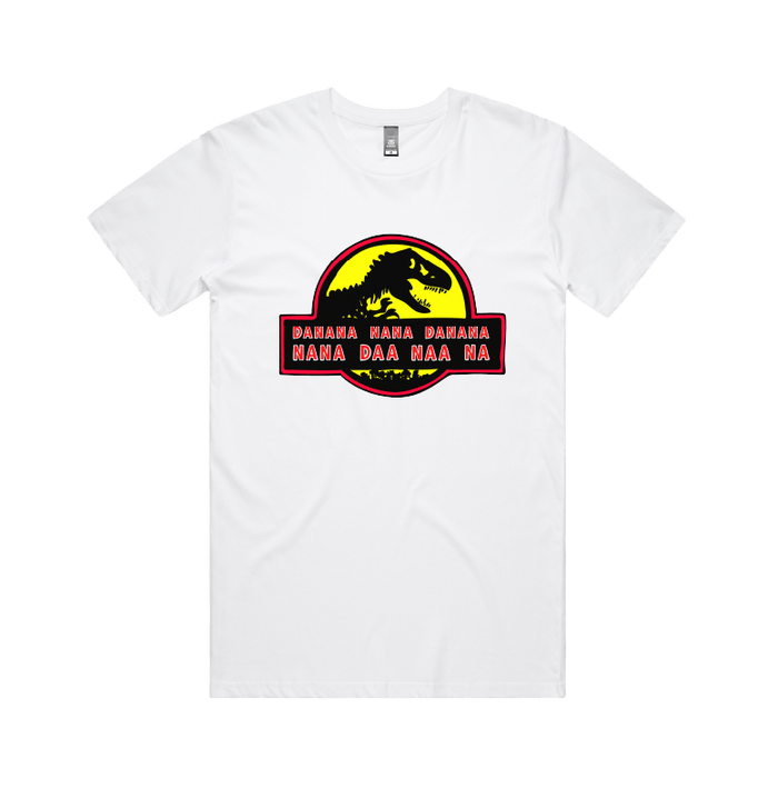 S / White / Large Front Design Jurassic Park Theme 🦕 - Men's T Shirt