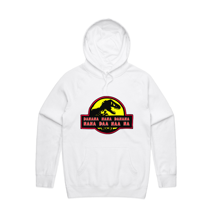 S / White / Large Front Design Jurassic Park Theme 🦕 - Unisex Hoodie
