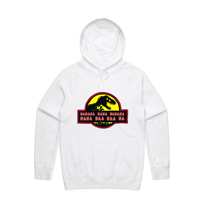 S / White / Large Front Design Jurassic Park Theme 🦕 - Unisex Hoodie