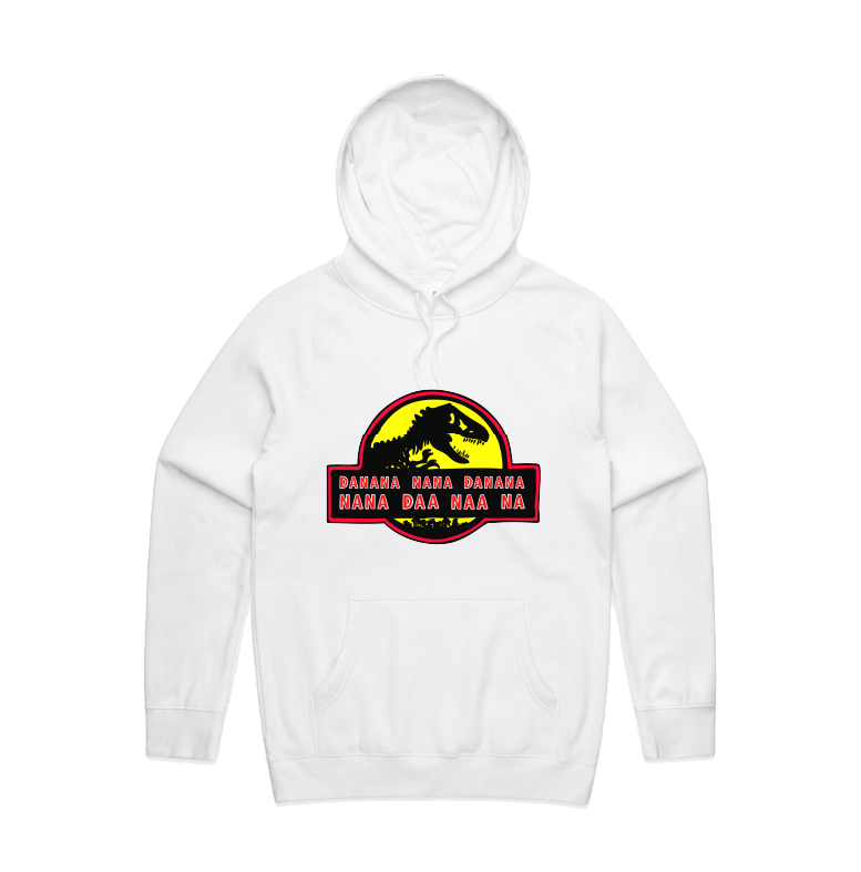 S / White / Large Front Design Jurassic Park Theme 🦕 - Unisex Hoodie