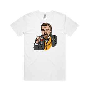 S / White / Large Front Design Laughing Leo 🍷 - Men's T Shirt
