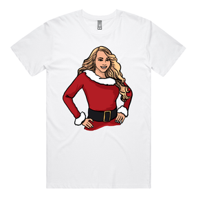 S / White / Large Front Design Mariah Christmas 🎁 - Men's T Shirt