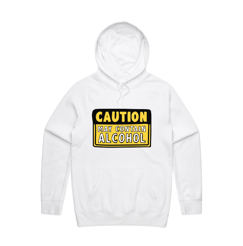 S / White / Large Front Design May Contain Alcohol 🍺 - Unisex Hoodie