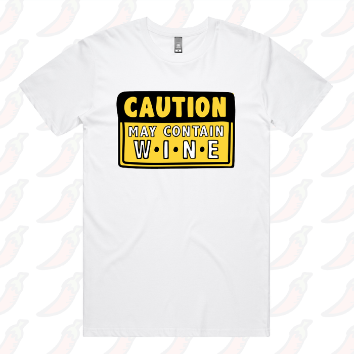 S / White / Large Front Design May Contain Wine 🍷 – Men's T Shirt