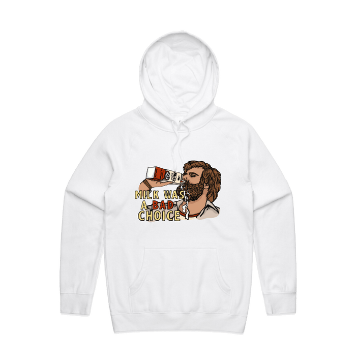 S / White / Large Front Design Milk Was A Bad Choice 🥛 - Unisex Hoodie