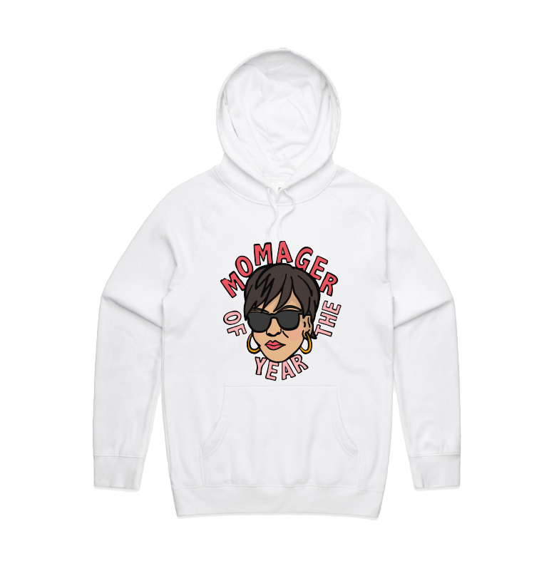 S / White / Large Front Design Momager 🕶️ - Unisex Hoodie
