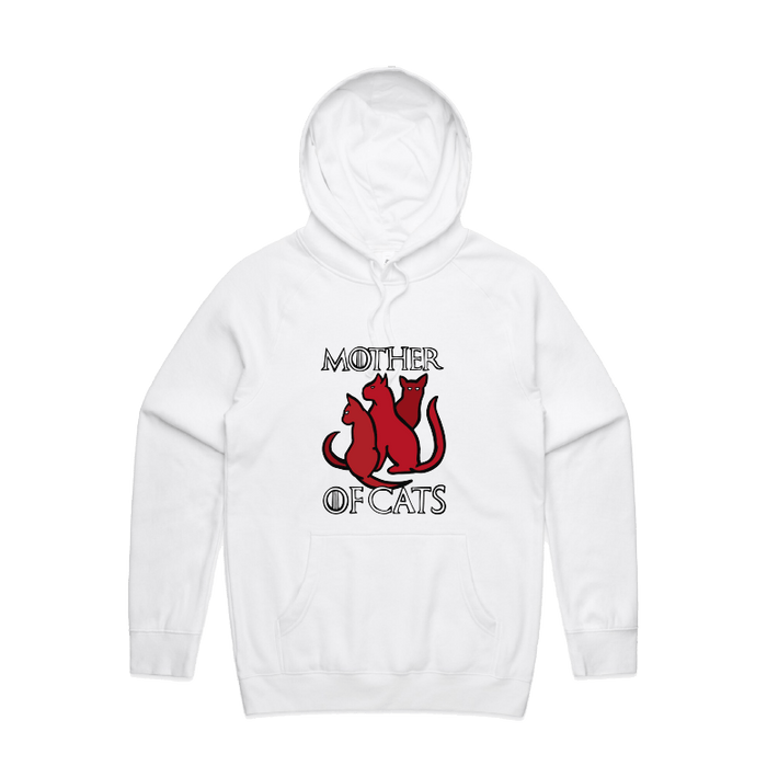 S / White / Large Front Design Mother of Cats 🐈 - Unisex Hoodie