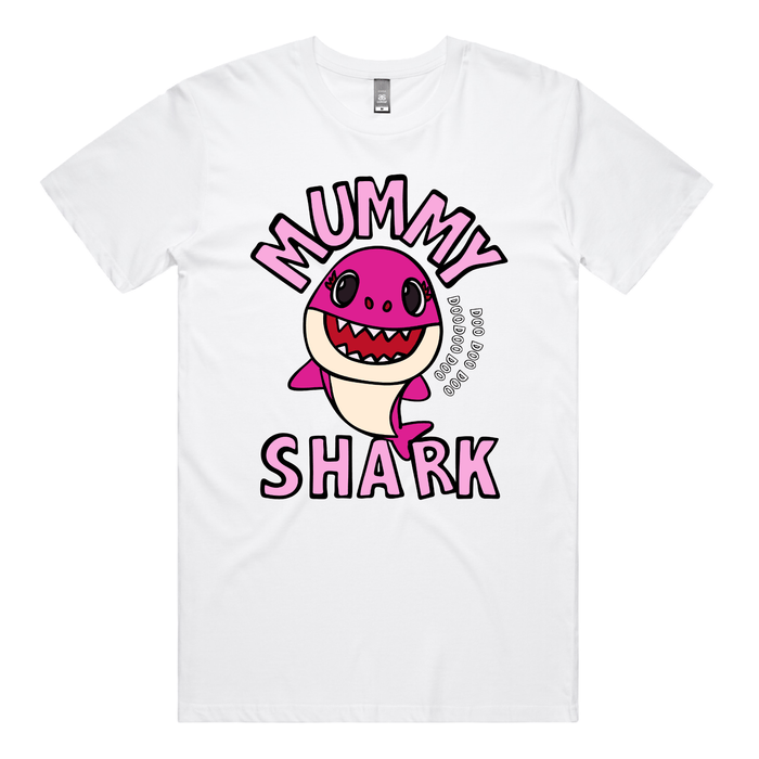 S / White / Large Front Design Mummy Shark 🦈 - Men's T Shirt