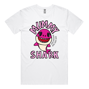 S / White / Large Front Design Mummy Shark 🦈 - Men's T Shirt