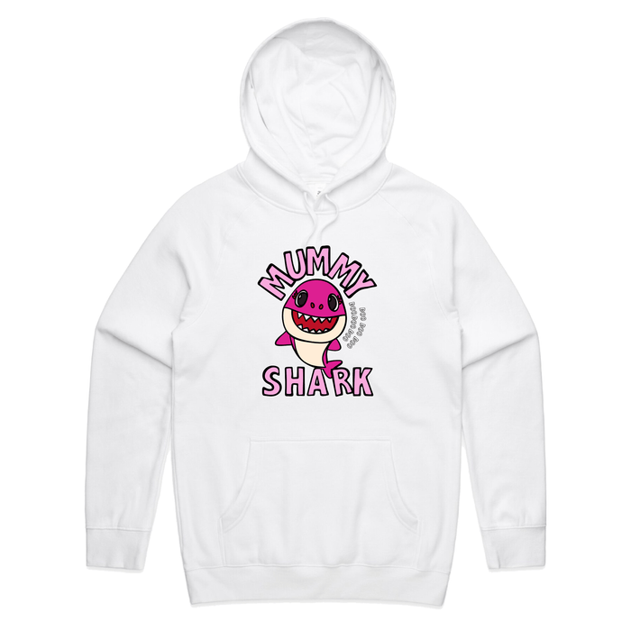 S / White / Large Front Design Mummy Shark 🦈 - Unisex Hoodie