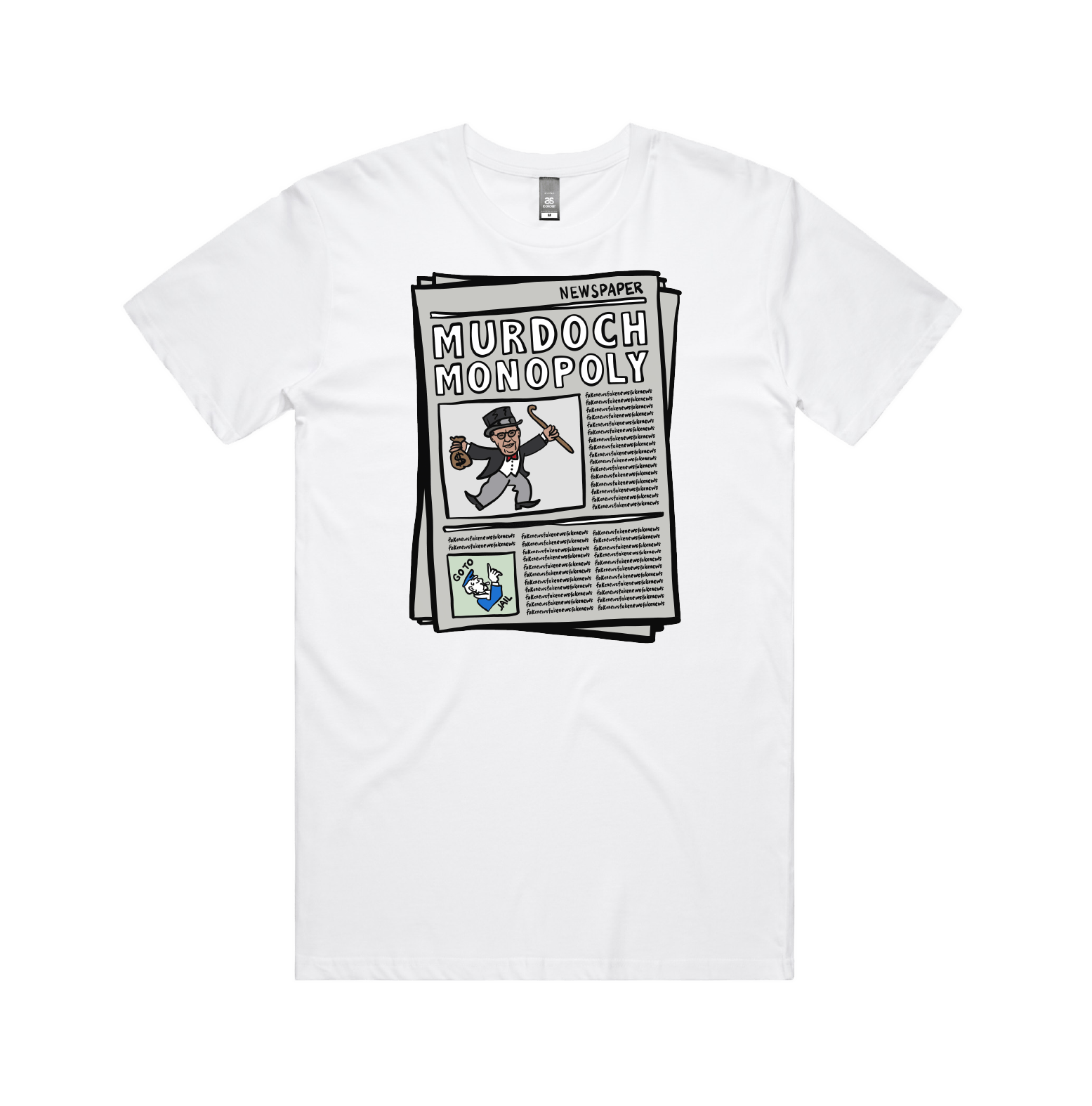 S / White / Large Front Design Murdoch Monopoly 📰 - Men's T Shirt