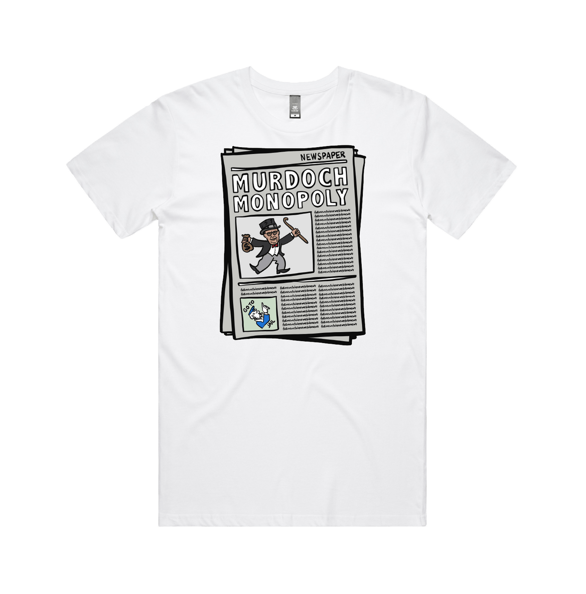 S / White / Large Front Design Murdoch Monopoly 📰 - Men's T Shirt