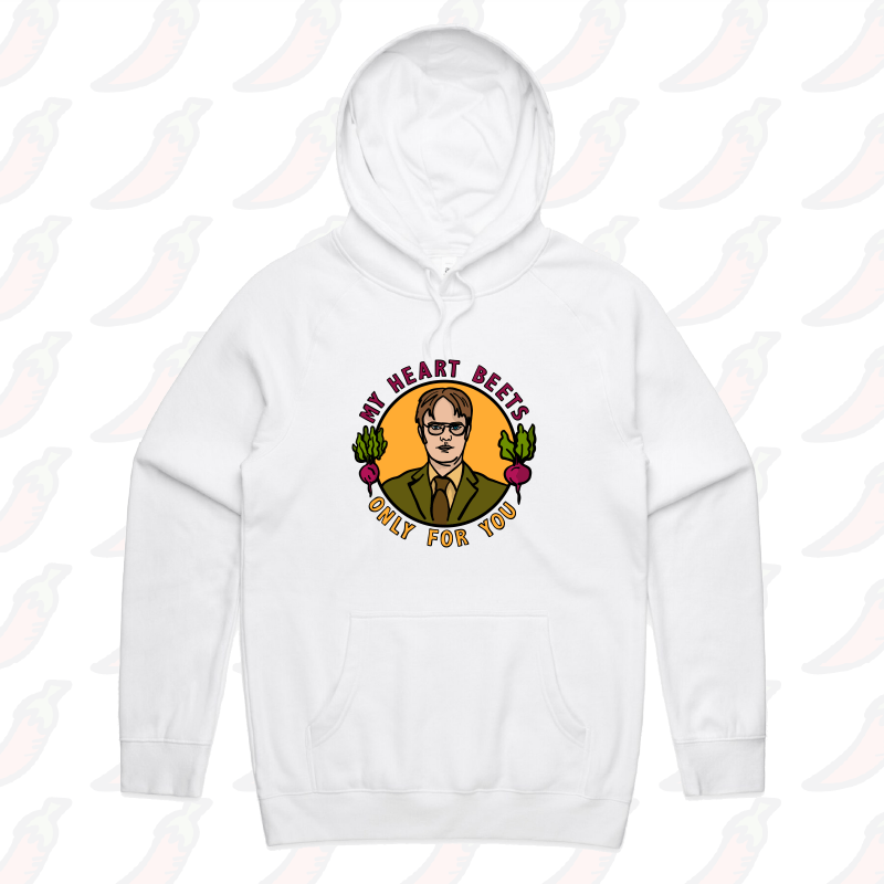 S / White / Large Front Design My Heart Beets For You 💓 - Unisex Hoodie