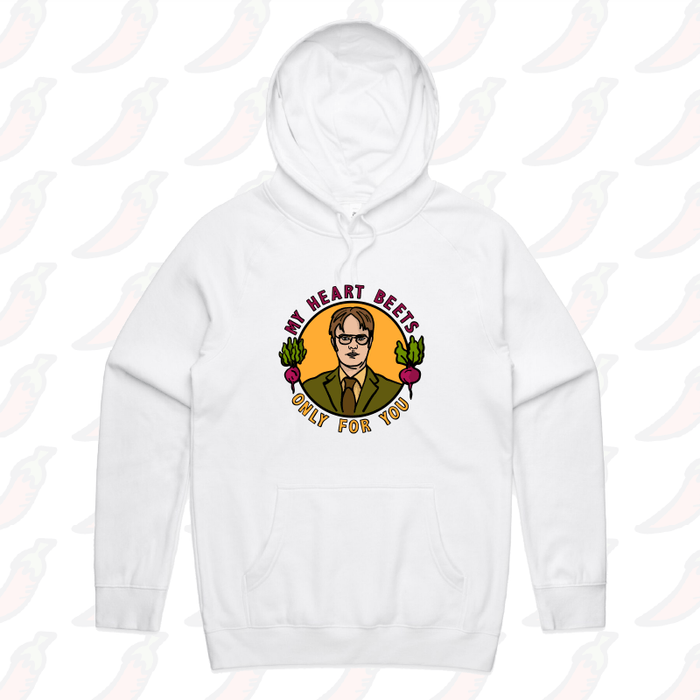 S / White / Large Front Design My Heart Beets For You 💓 - Unisex Hoodie