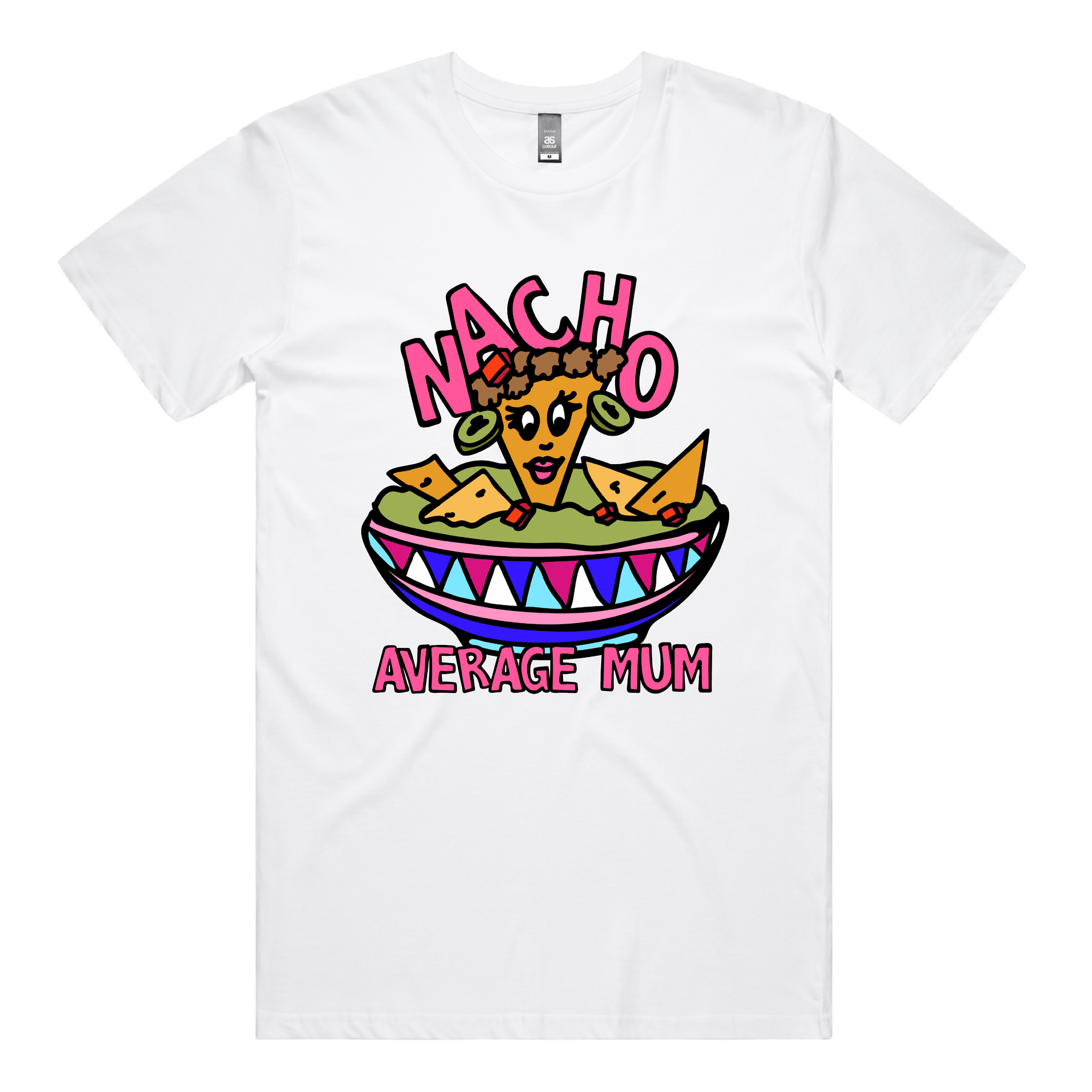 S / White / Large Front Design Nacho Average Mum 😉 – Men's T Shirt