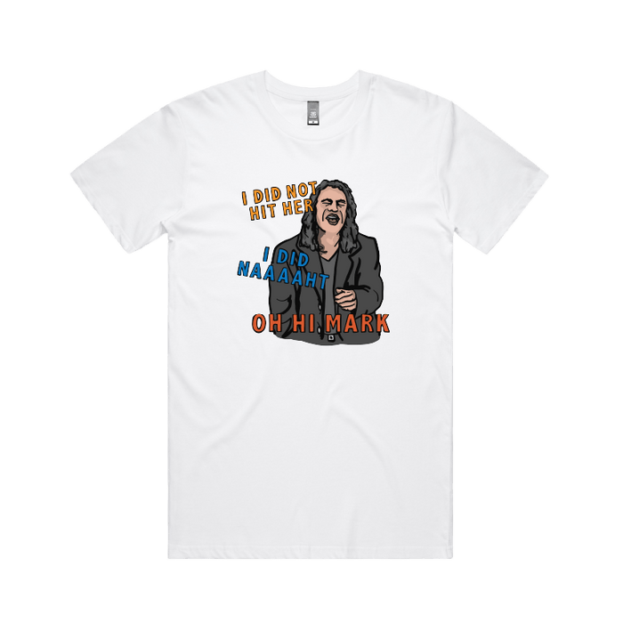 S / White / Large Front Design Oh Hi Mark 👋🏻 - Men's T Shirt