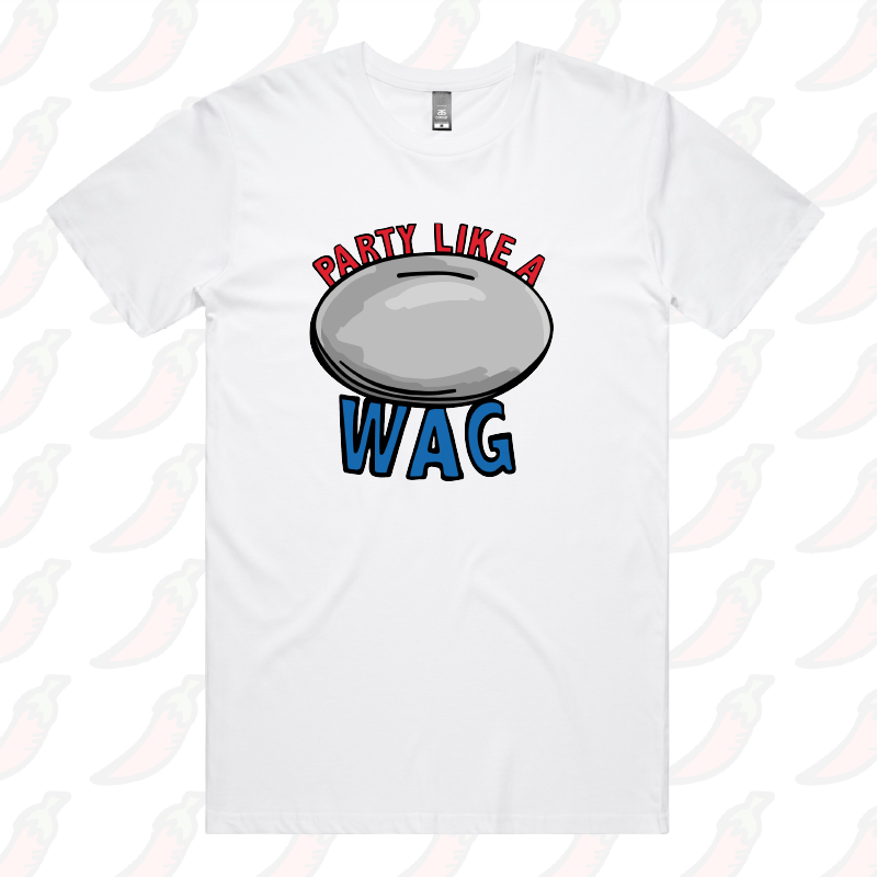 S / White / Large Front Design Party Like a WAG 🍽❄ - Men's T Shirt