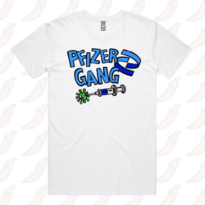 S / White / Large Front Design Pfizer Gang 💉 - Men's T Shirt