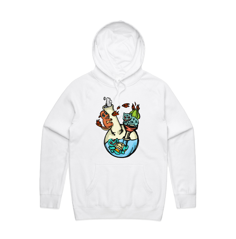 S / White / Large Front Design Pokebong 🦎 - Unisex Hoodie