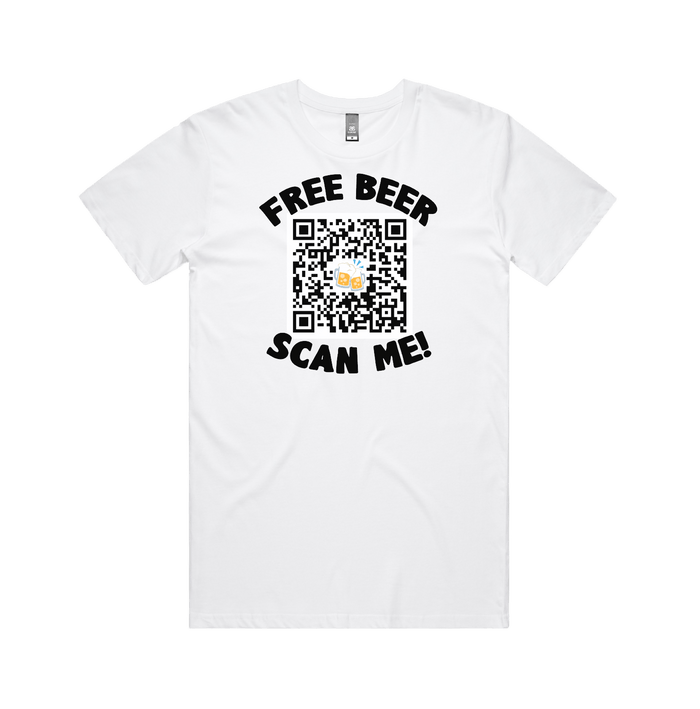 S / White / Large Front Design Rick Roll QR Prank 🎵 - Men's T Shirt