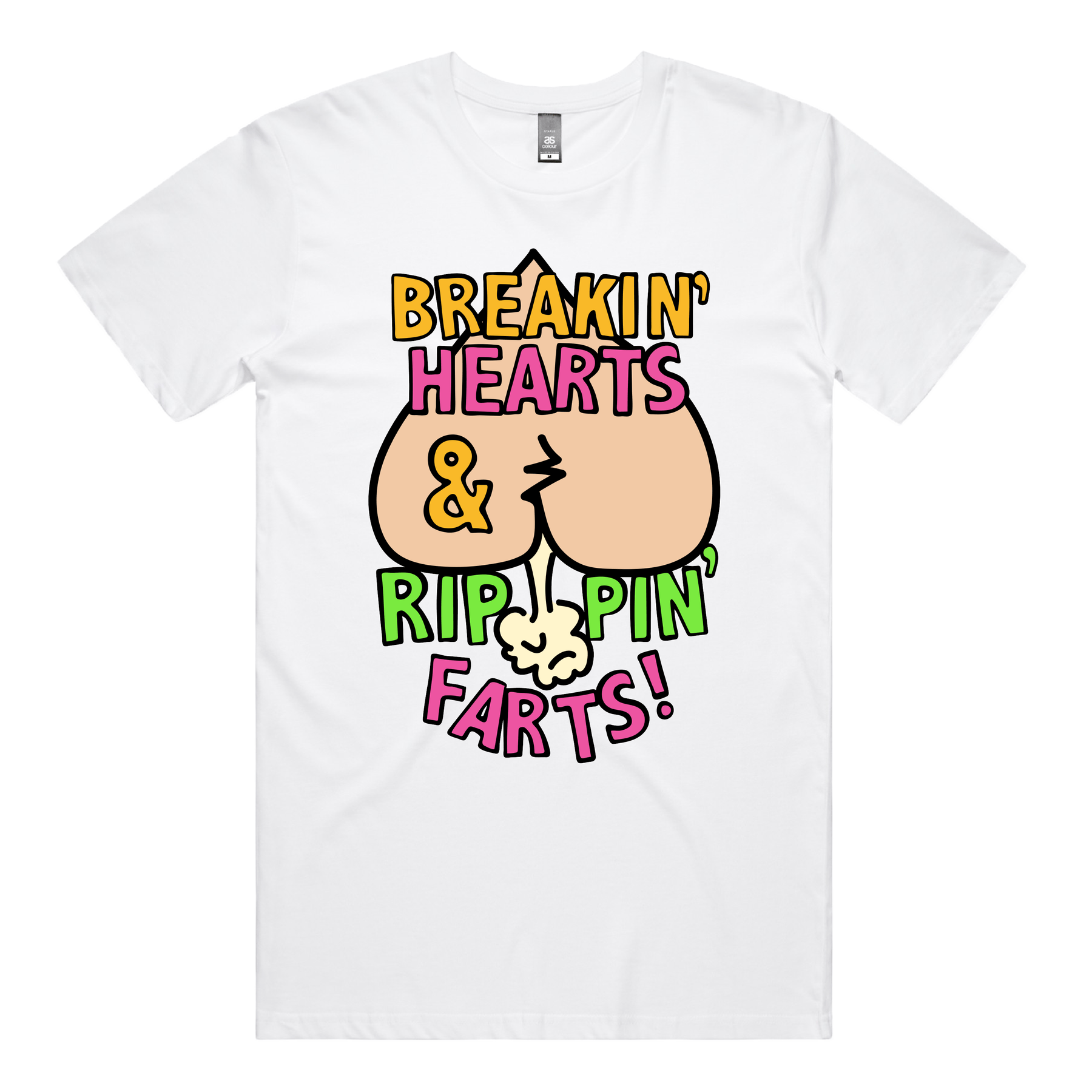 S / White / Large Front Design Rippin Farts 💔💨 - Men's T Shirt